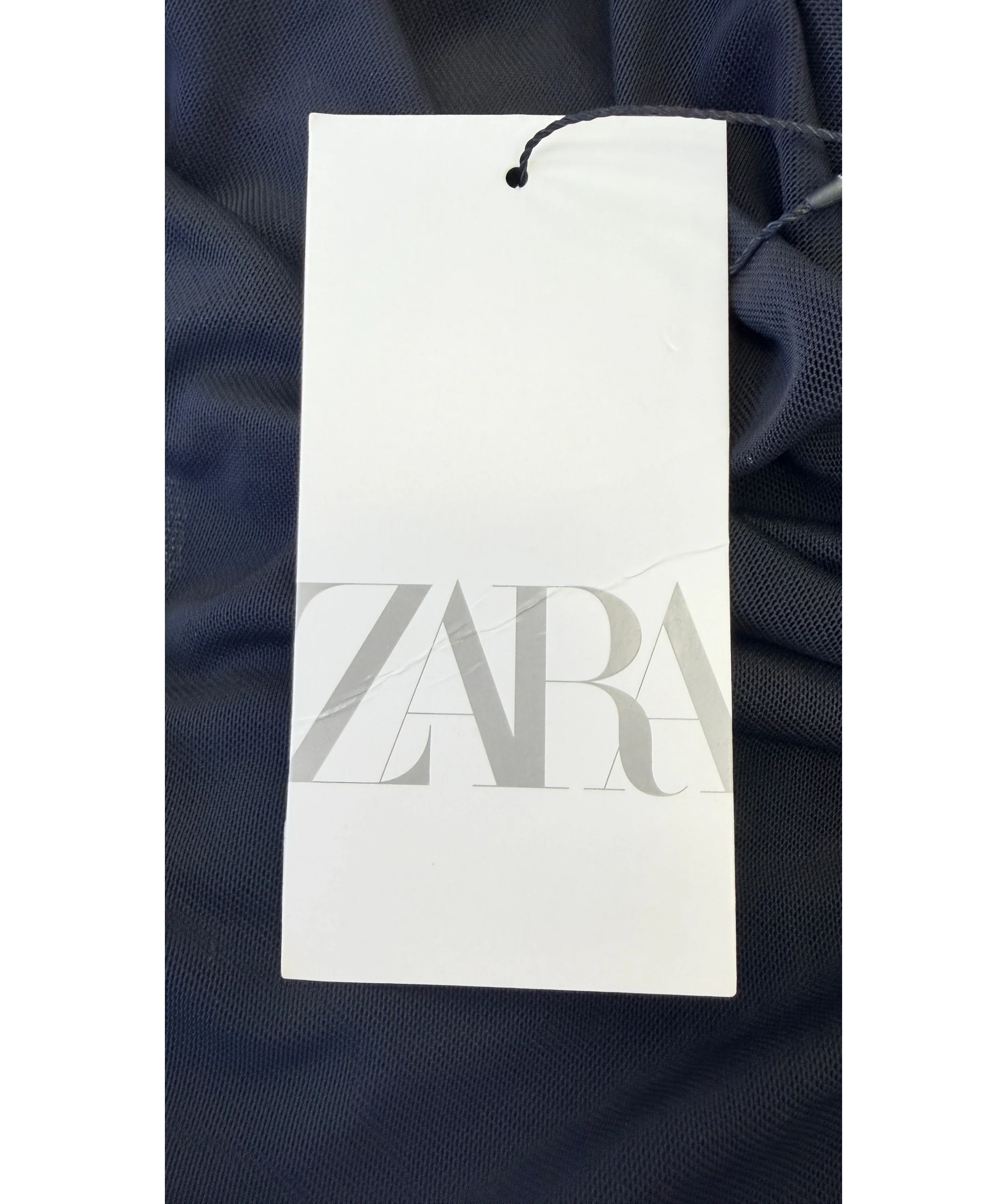 ZARA Black Knotted Asymmetric Tulle Bodysuit Black, size UK S — detail