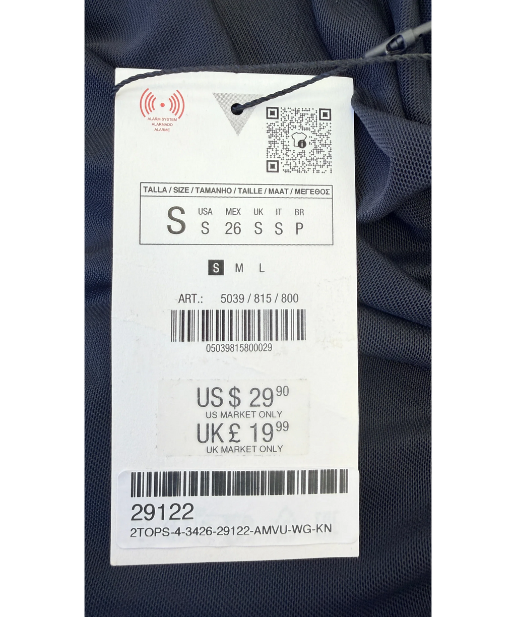 ZARA Black Knotted Asymmetric Tulle Bodysuit Black, size UK S — label