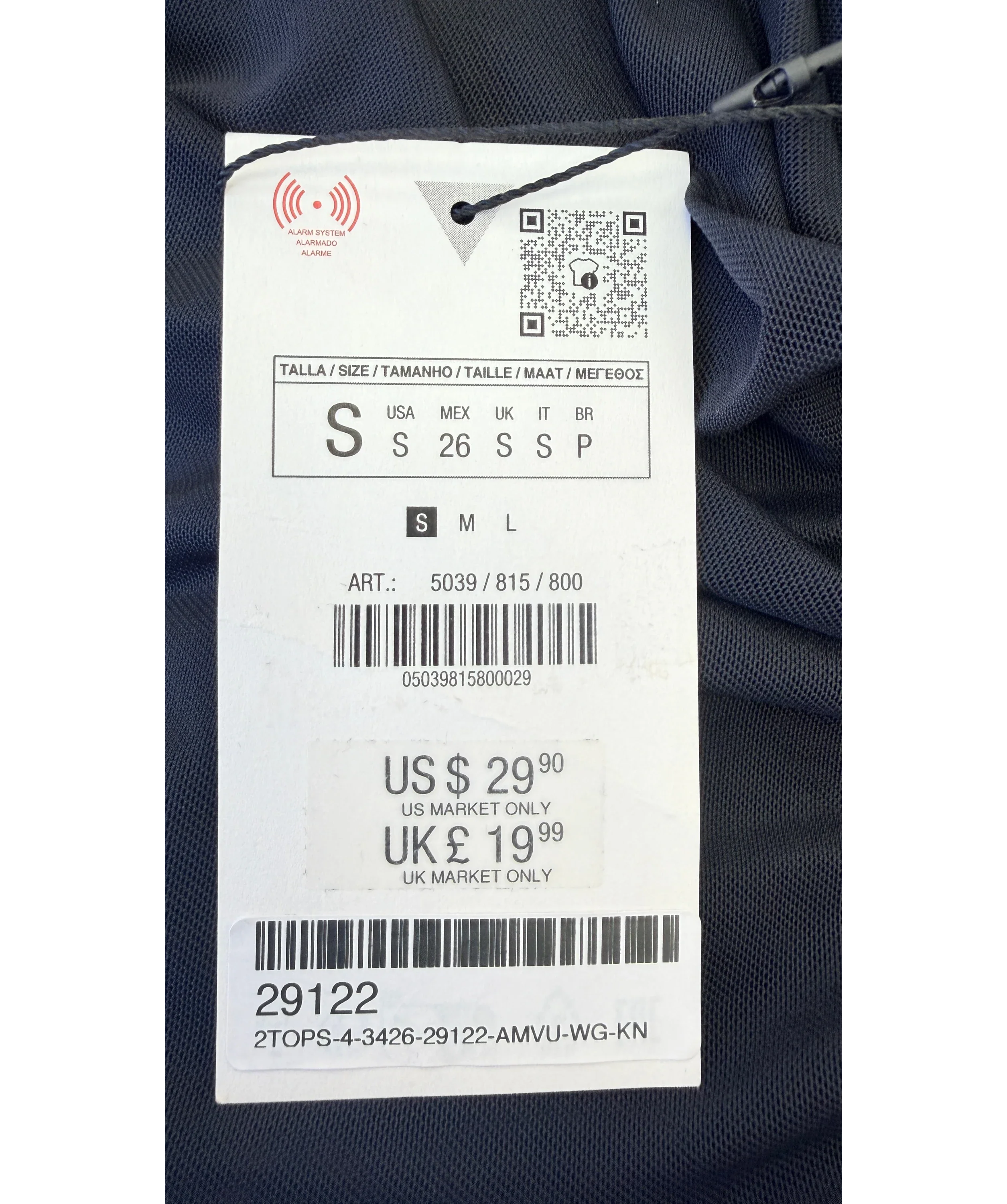 ZARA Black Knotted Asymmetric Tulle Bodysuit Black, size UK S — label