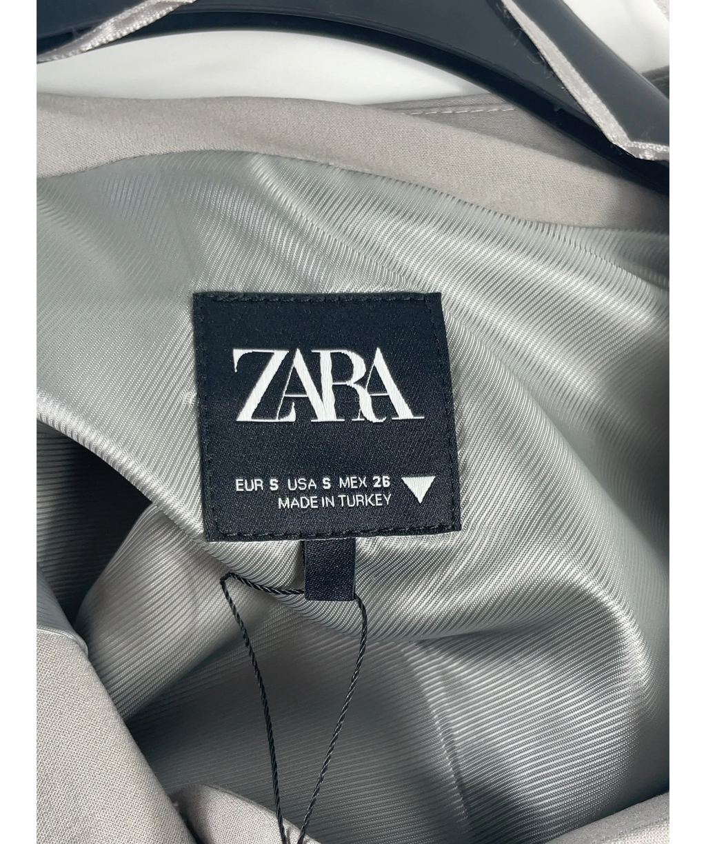 ZARA Grey Taupe Grey Tailored Cropped Waistcoat Vest, size UK S — detail