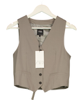 ZARA Grey Taupe Grey Tailored Cropped Waistcoat Vest, size UK S — front