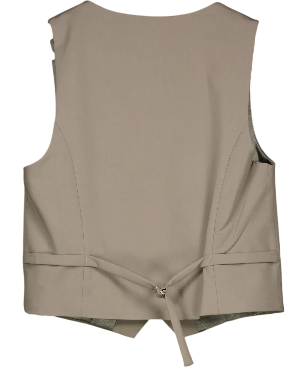 ZARA Grey Taupe Grey Tailored Cropped Waistcoat Vest, size UK S — back