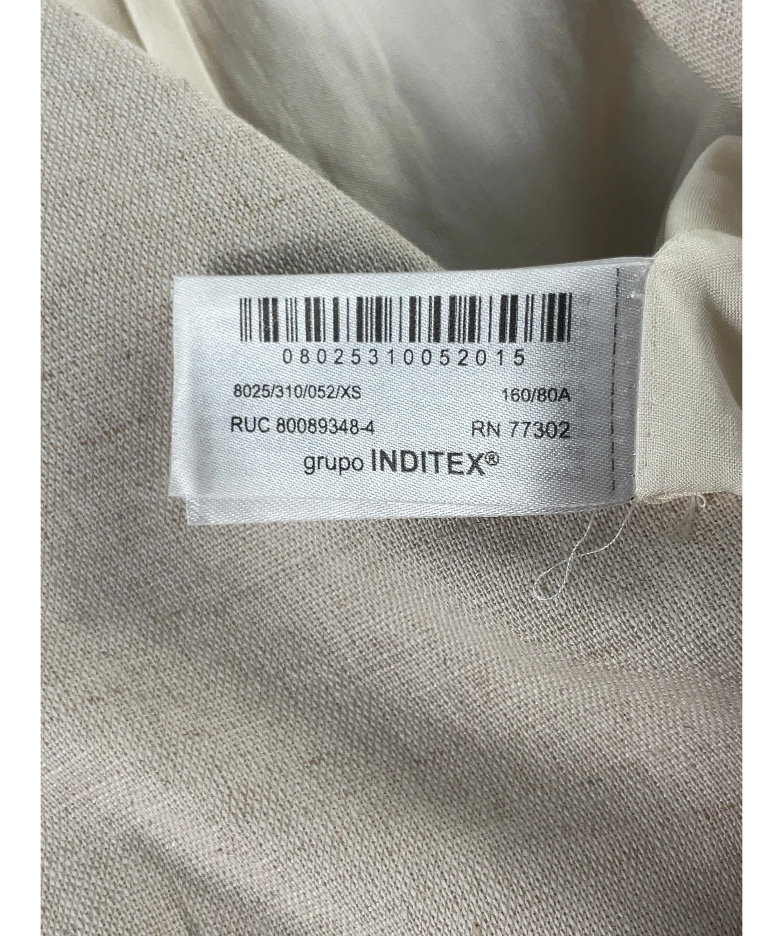 ZARA Cream Tailored Linen Blend Light Beige Waistcoat Vest, size UK XS — label