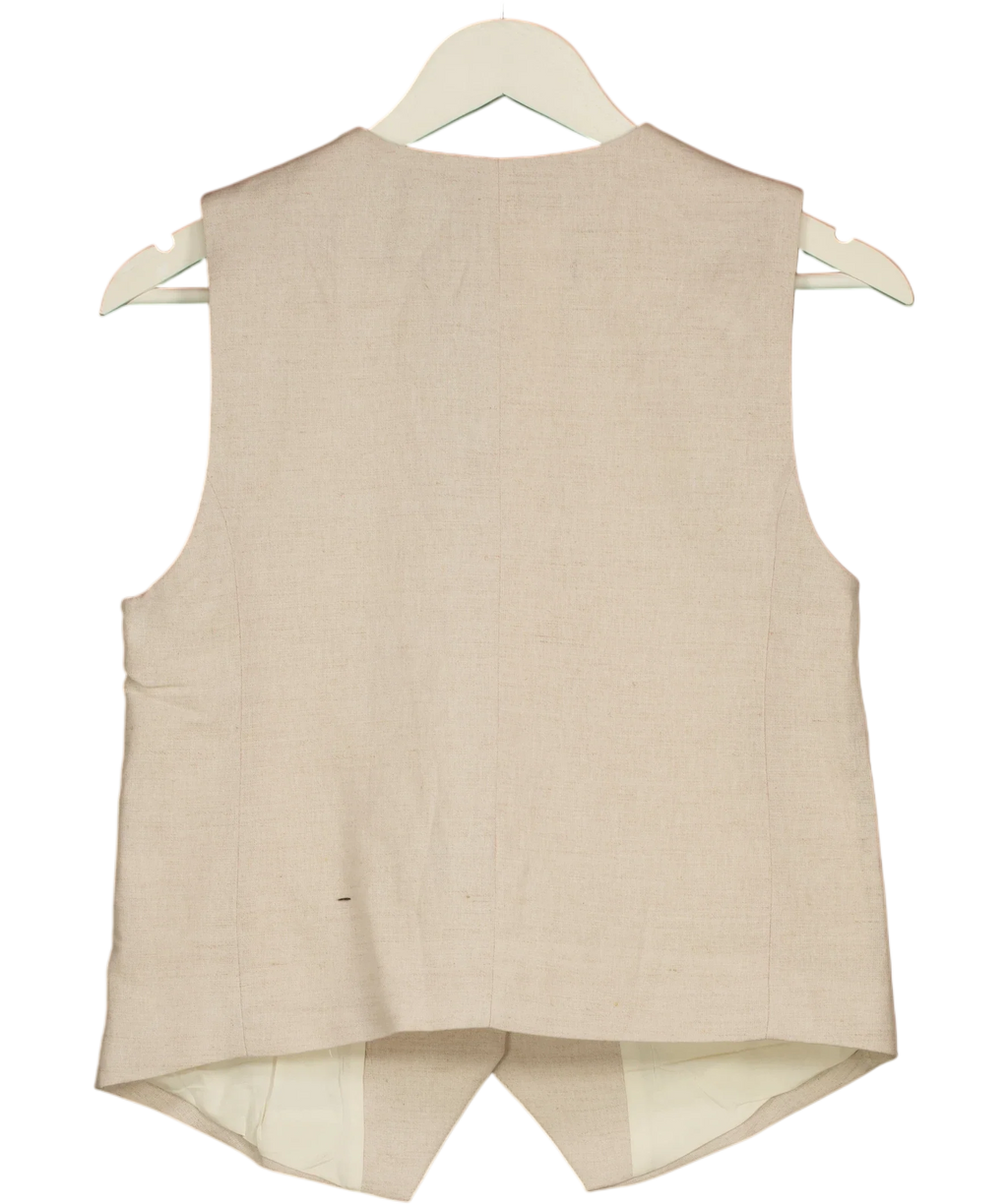 ZARA Cream Tailored Linen Blend Light Beige Waistcoat Vest, size UK XS — back