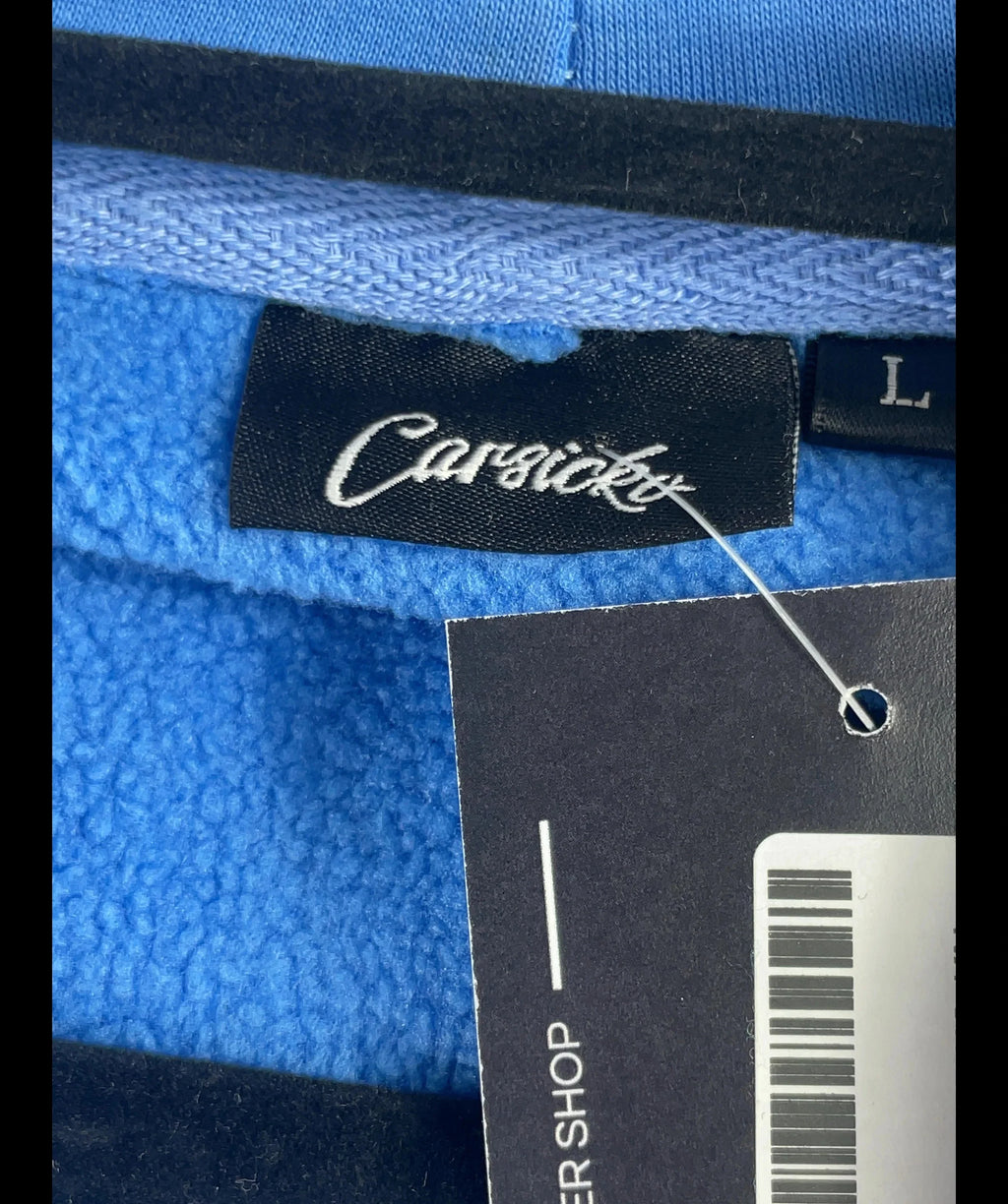 Carsicku Blue Love Spread Zip Up Hoodie Blue, size UK L — label