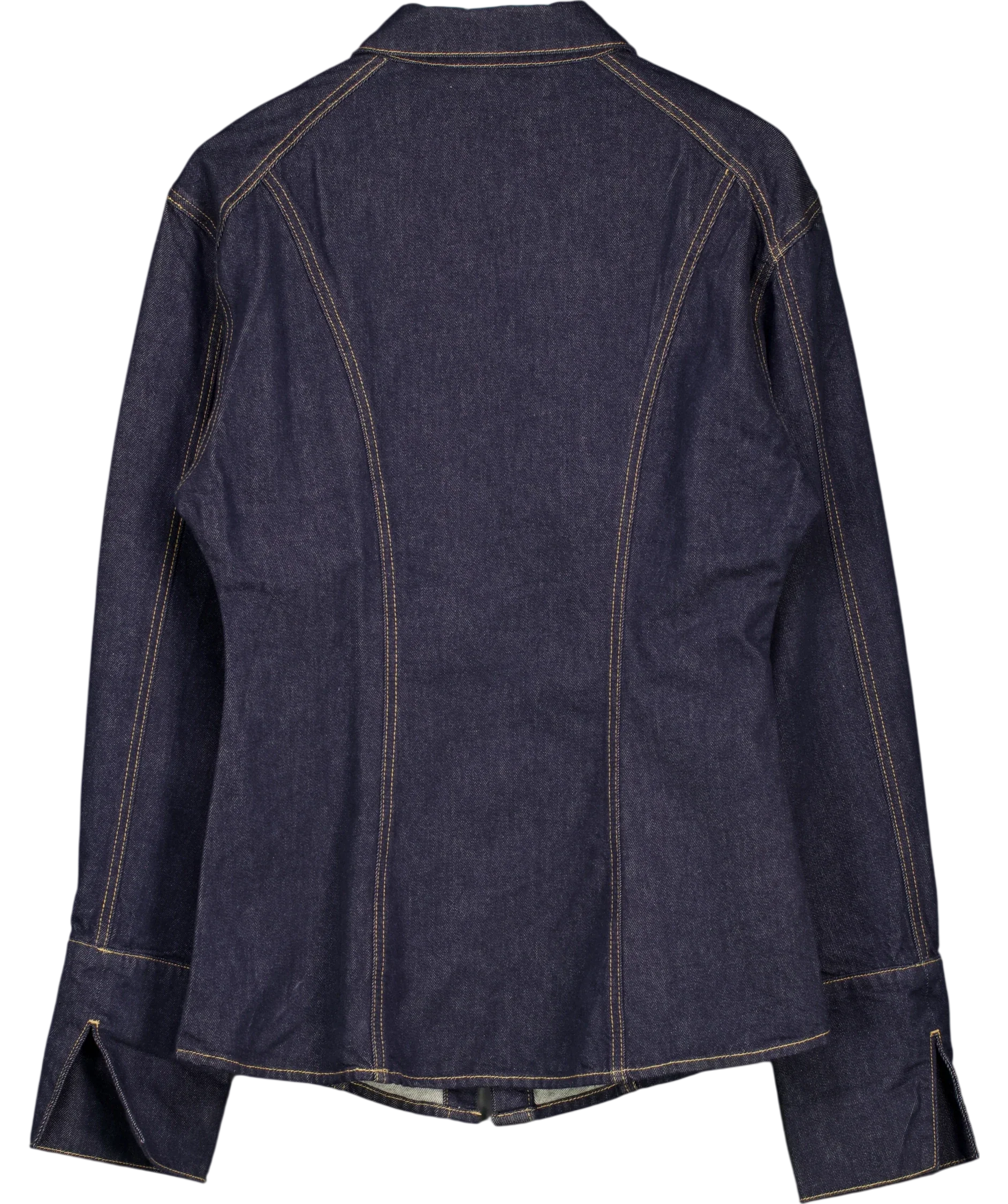 Urban Revivo Blue Indigo BLUE Denim Fitted Long Sleeve Shirt (, size UK M — back