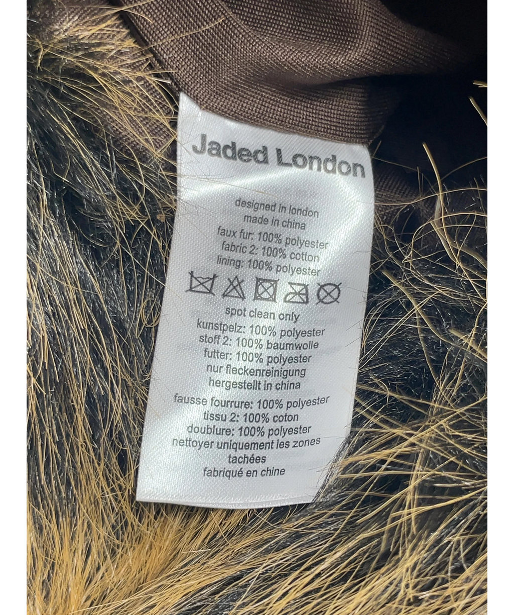 Jaded London Yellow 316 Off The Shoulder Fur Jumper Brown, size UK M/L — label