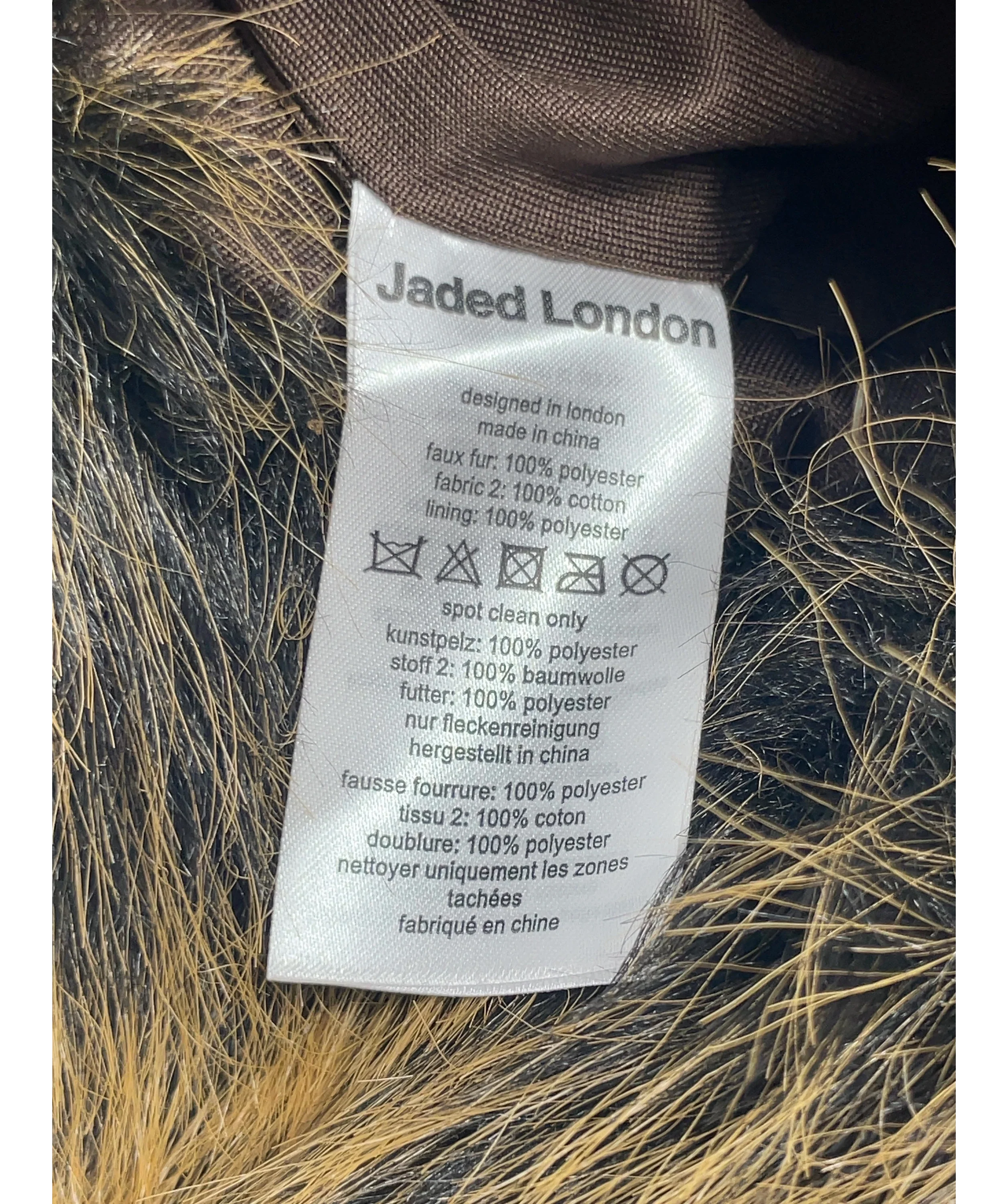 Jaded London Yellow 316 Off The Shoulder Fur Jumper Brown, size UK M/L — label