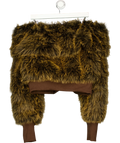 Jaded London Yellow 316 Off The Shoulder Fur Jumper Brown, size UK M/L — front