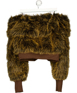 Jaded London Yellow 316 Off The Shoulder Fur Jumper Brown UK M/L