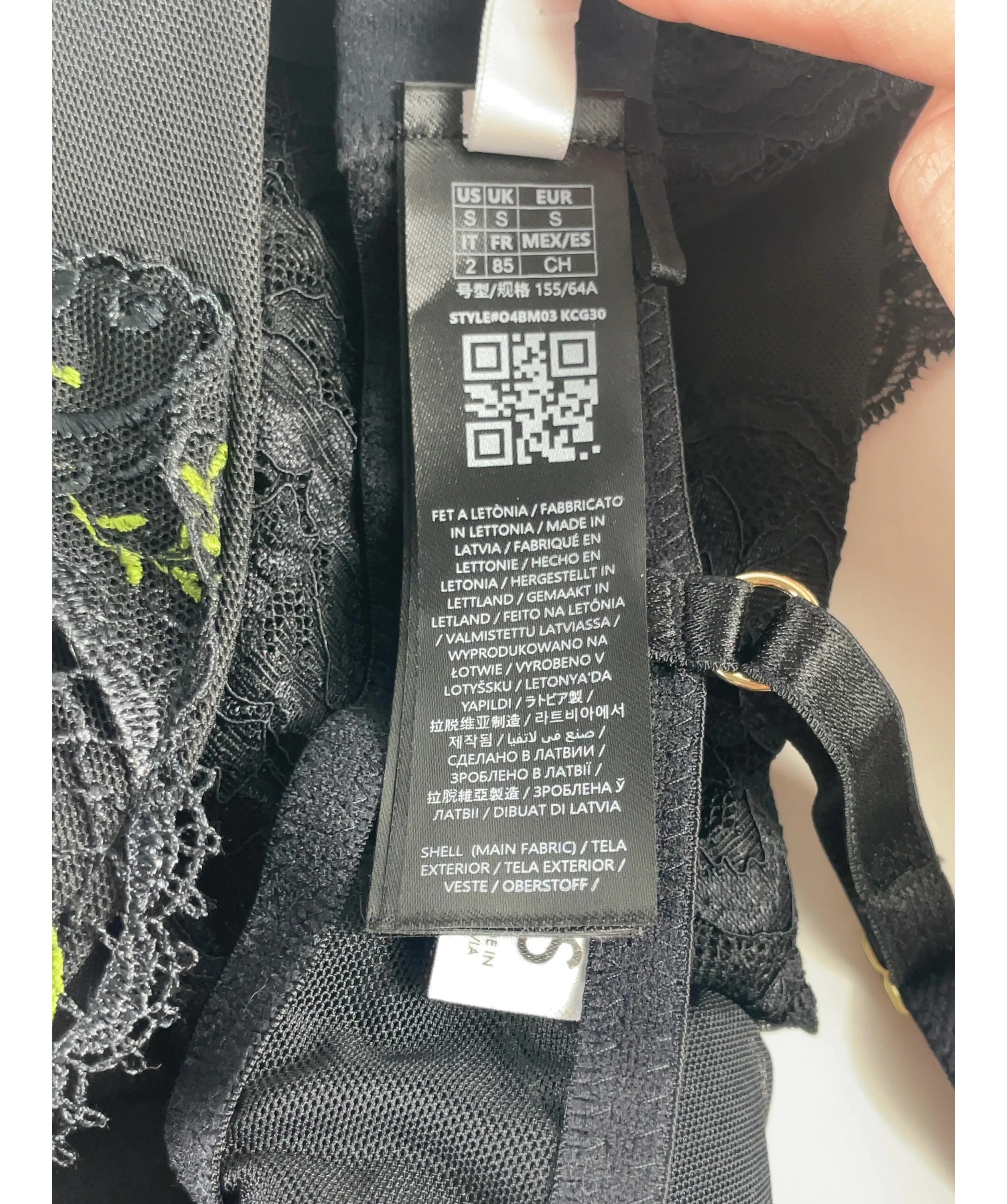 Guess Black Rachel Lace Padded Bodysuit Black, size UK S — label