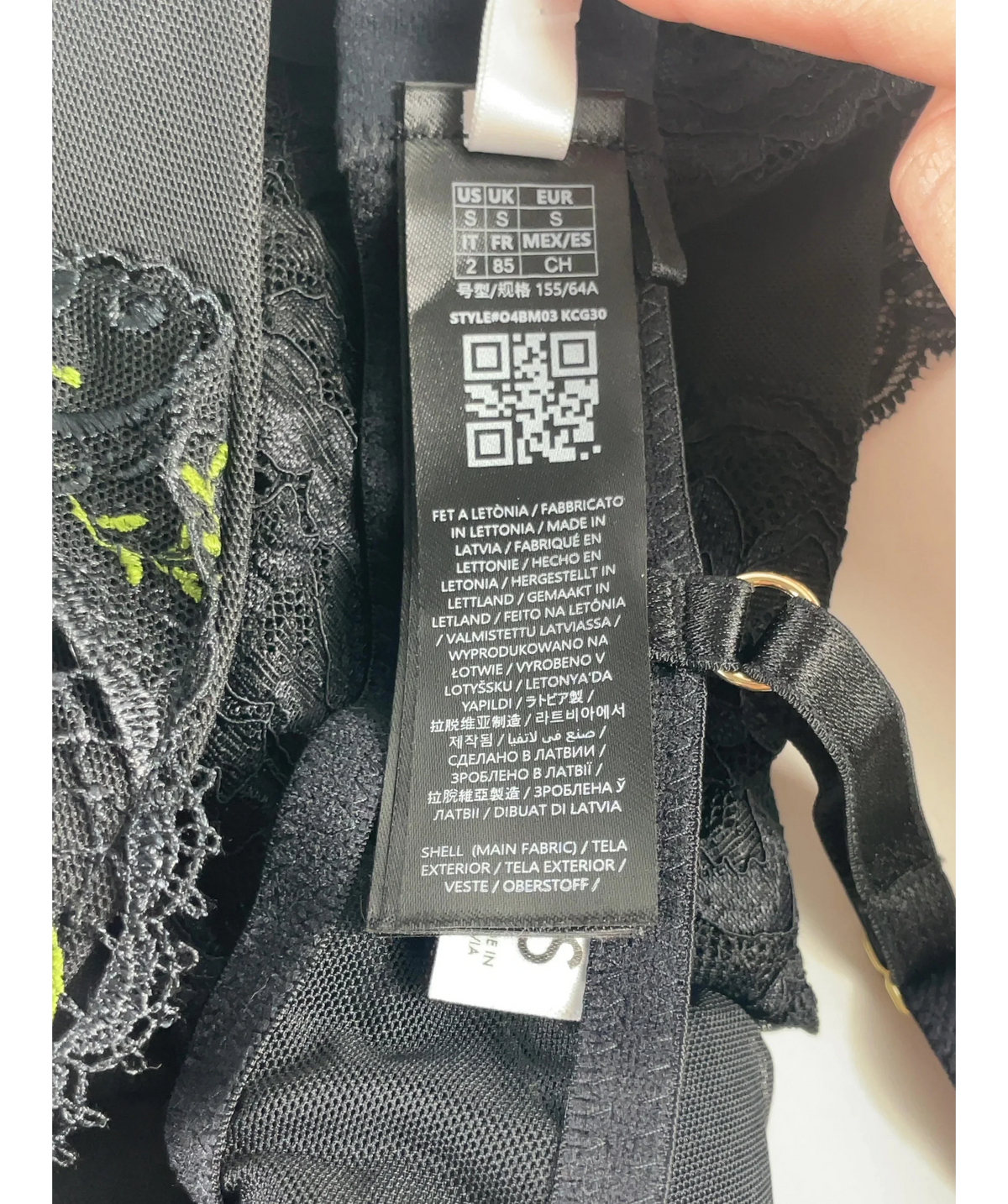 Guess Black Rachel Lace Padded Bodysuit Black, size UK S — label