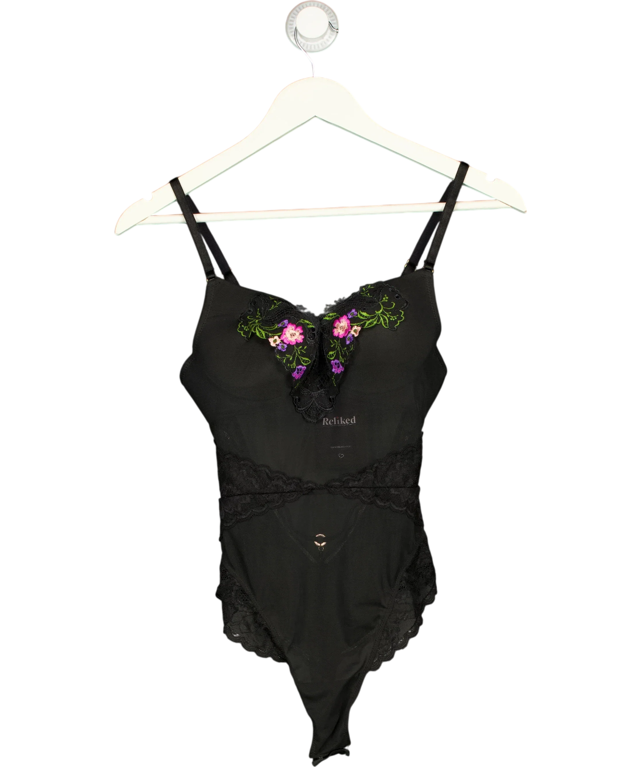 Guess Black Rachel Lace Padded Bodysuit Black, size UK S — front