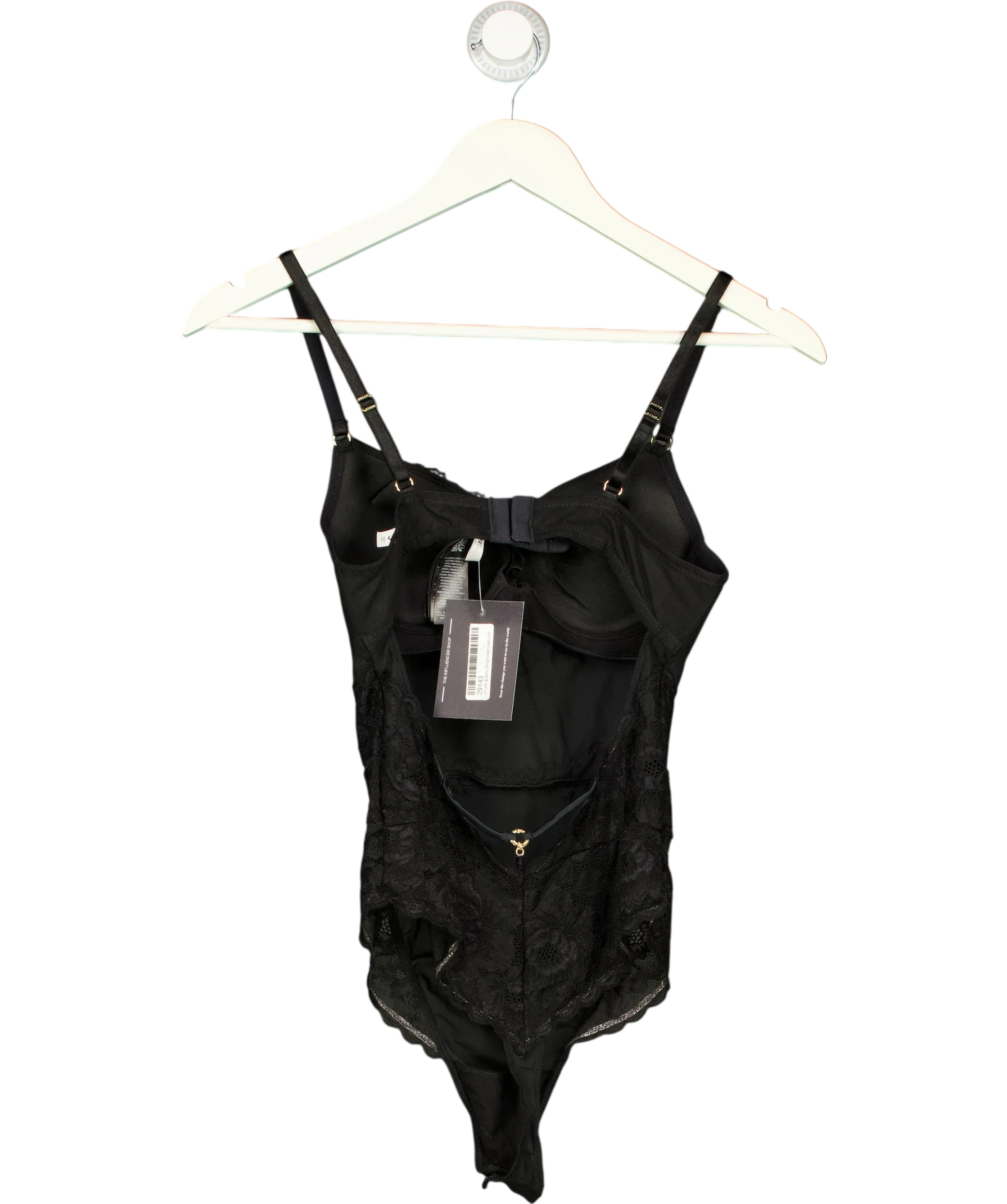 Guess Black Rachel Lace Padded Bodysuit Black, size UK S — back