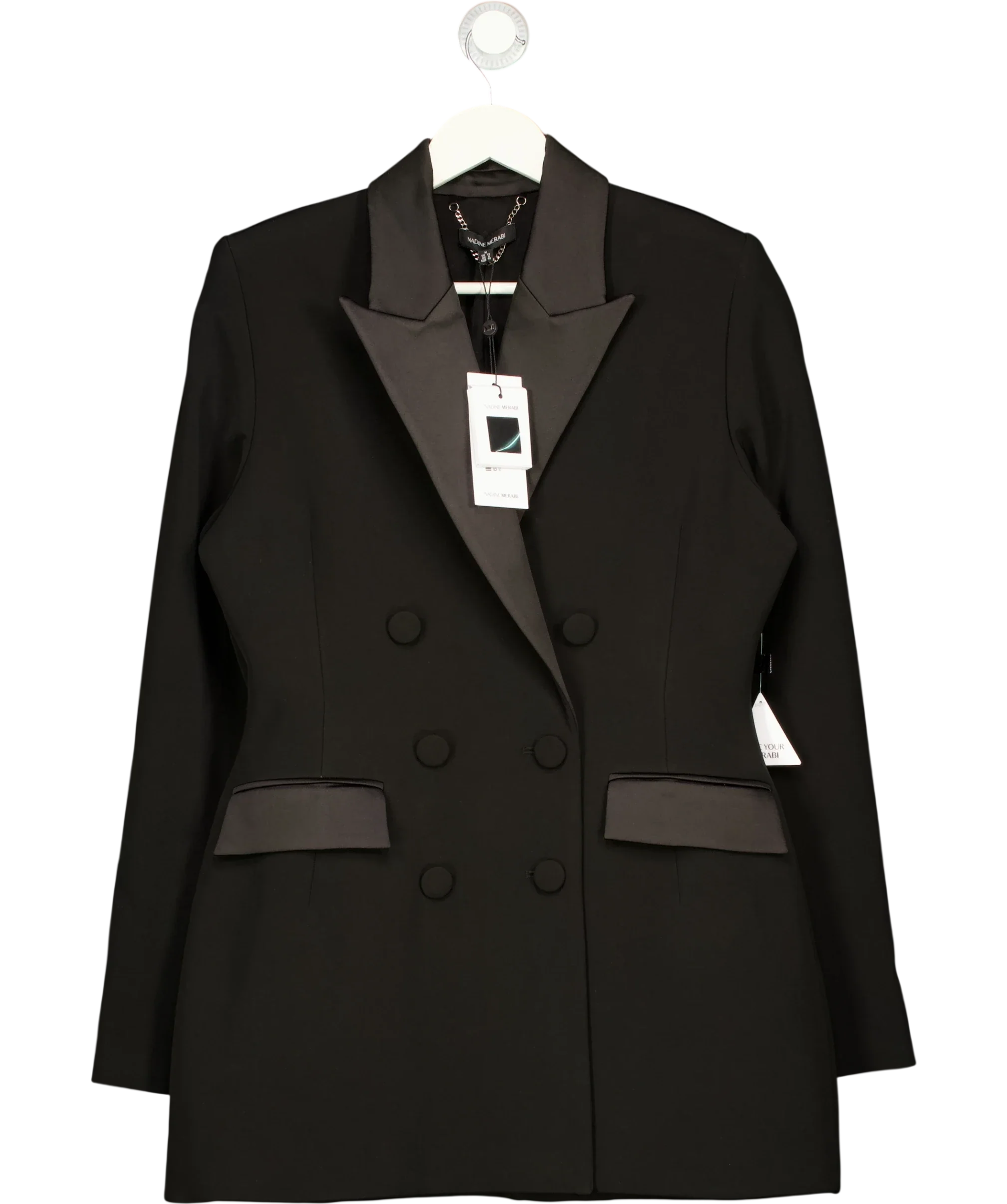 Nadine Merabi Black Monica Black Blazer Dress, size UK M — front
