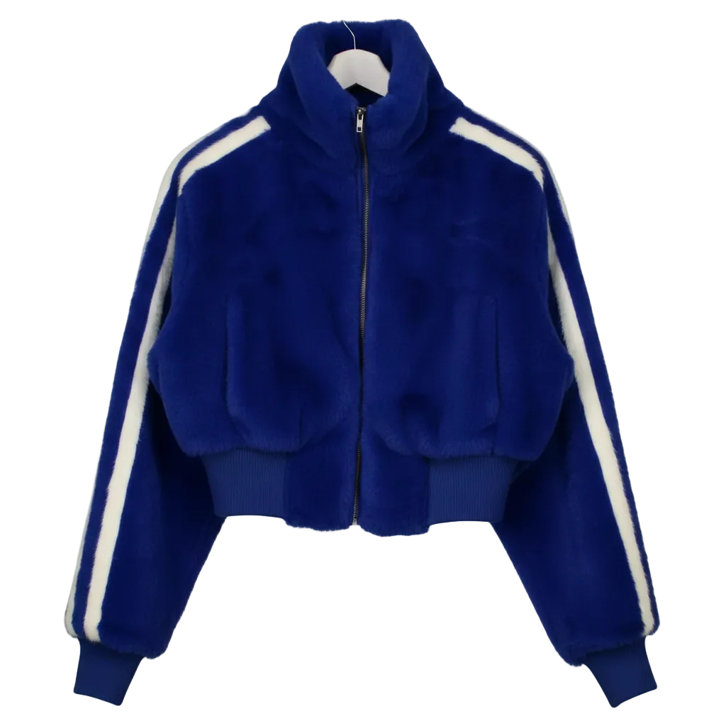 Jaded London Blue Challenger Blue Faux Fur Coat, size UK S — front