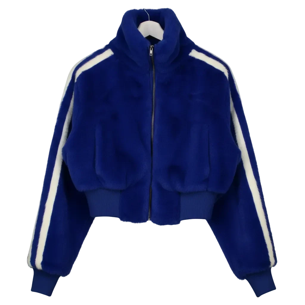 Jaded London Blue Challenger Blue Faux Fur Coat, size UK S — front