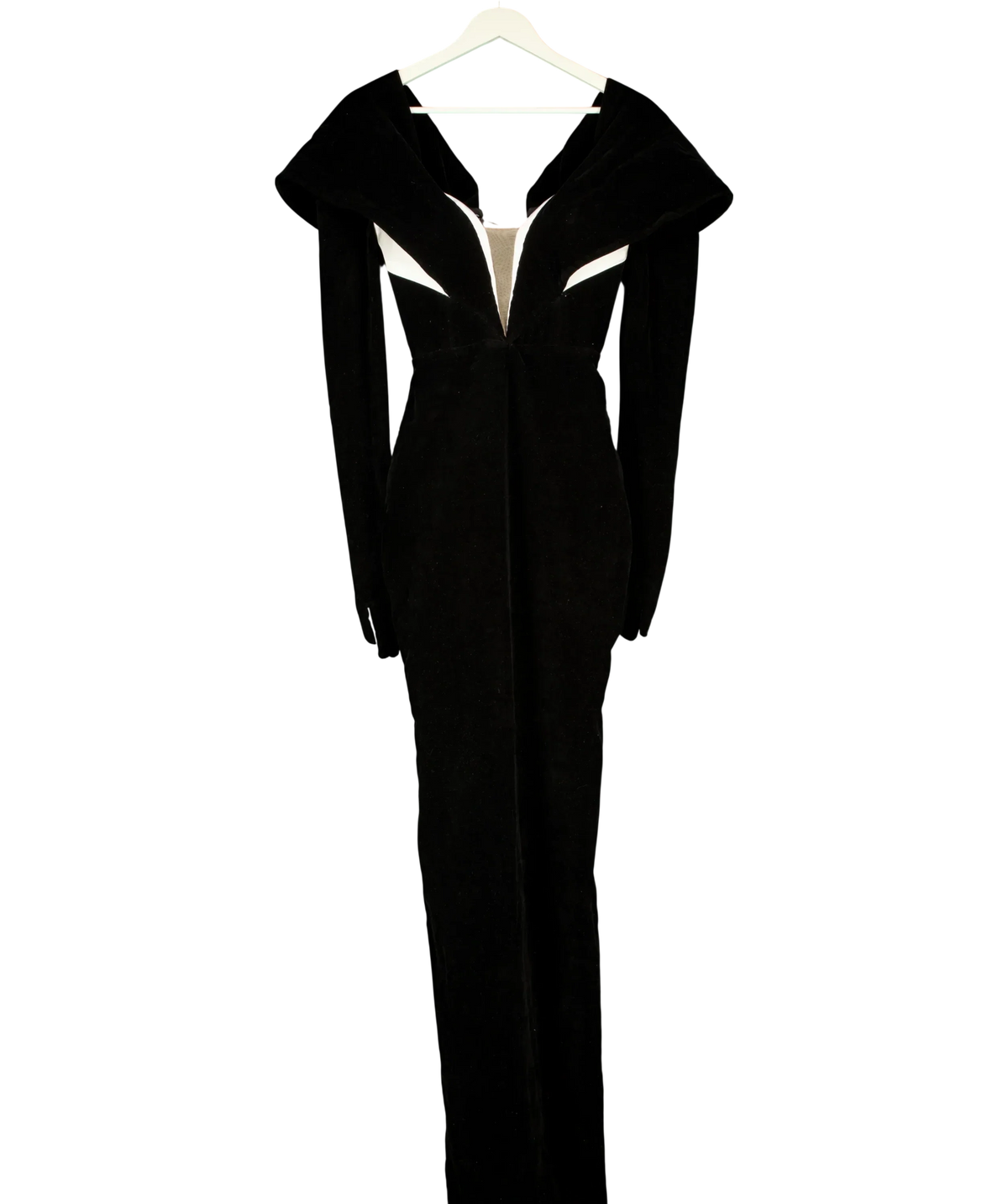 Dodona Avdiu Black Montague Off The Shoulder Hourglass Velvet Gown Black, size UK S — front