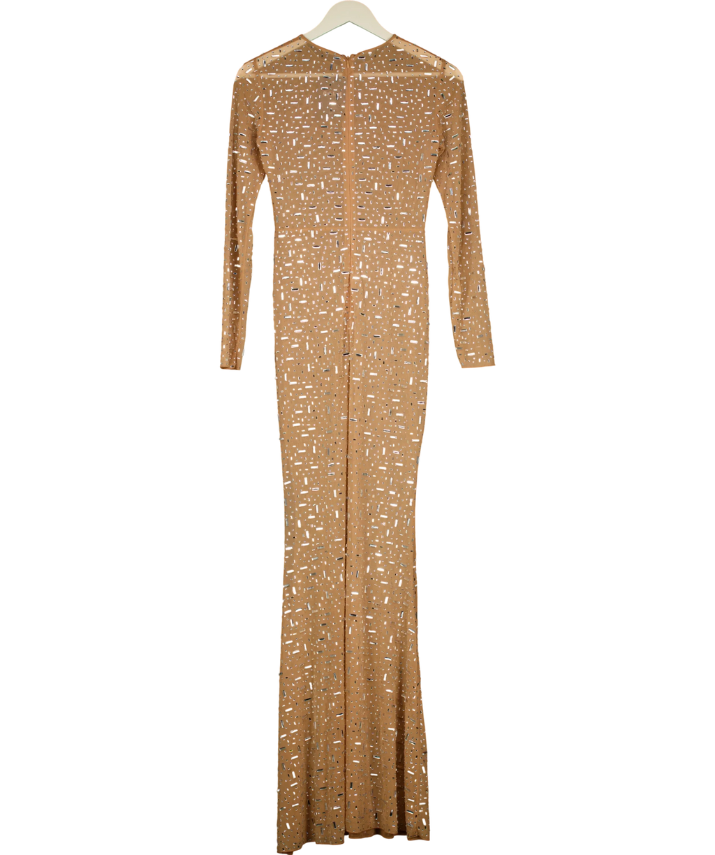 Unbranded Beige mesh crystal maxi dress, size UK S — back