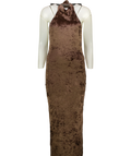 Outcast Brown Miane 2-Piece VELVET Maxi Dress Chocolate, size UK S — front