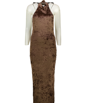 Outcast Brown Miane 2-piece Velvet Maxi Dress Chocolate UK S