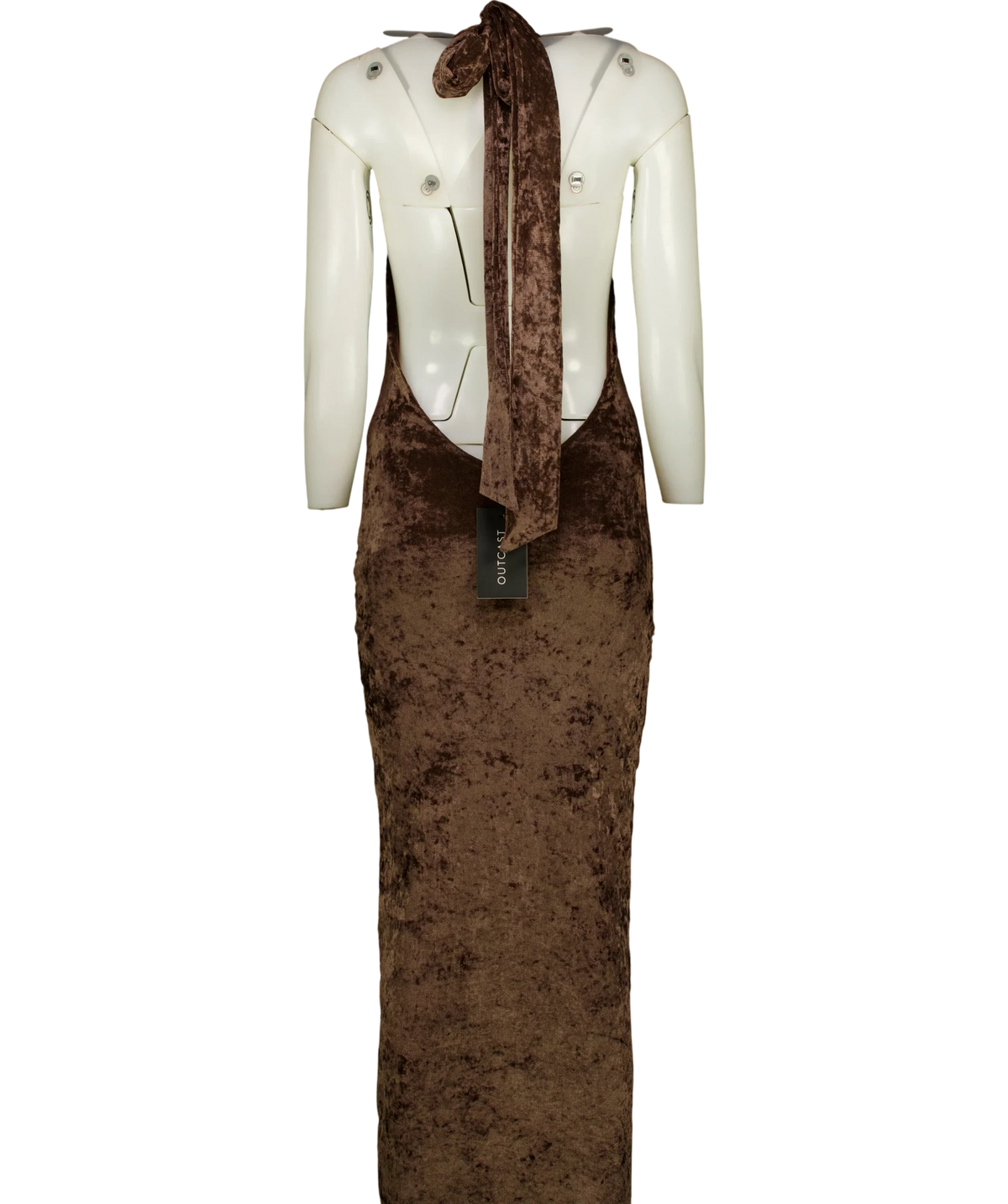 Outcast Brown Miane 2-Piece VELVET Maxi Dress Chocolate, size UK S — back