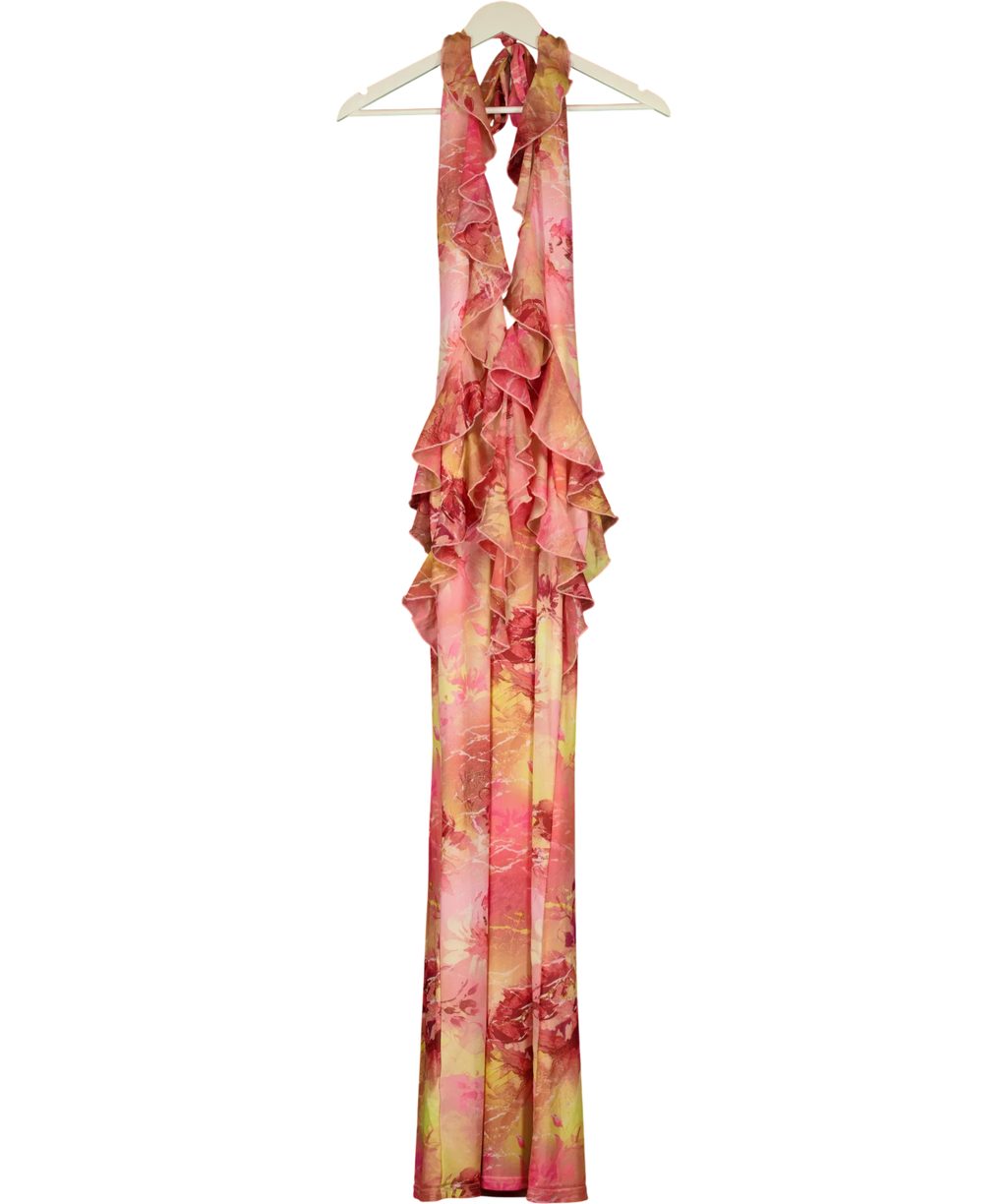 Outcast Pink Yuille Maxi Dress Karmyn Pink Floral, size UK S — front