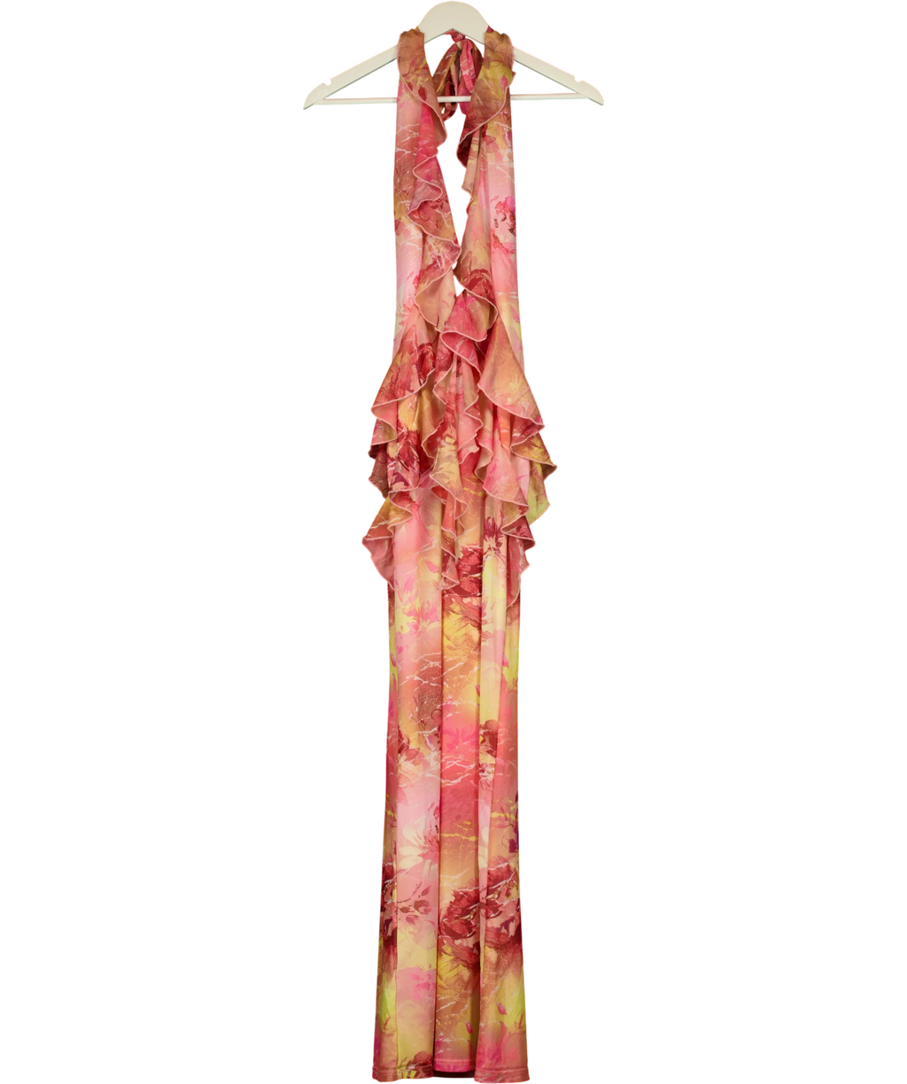 Outcast Pink Yuille Maxi Dress Karmyn Pink Floral, size UK S — front