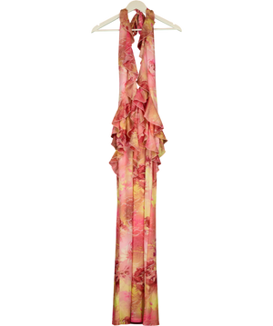 Outcast Yuille Maxi Dress Karmyn Pink Floral UK S