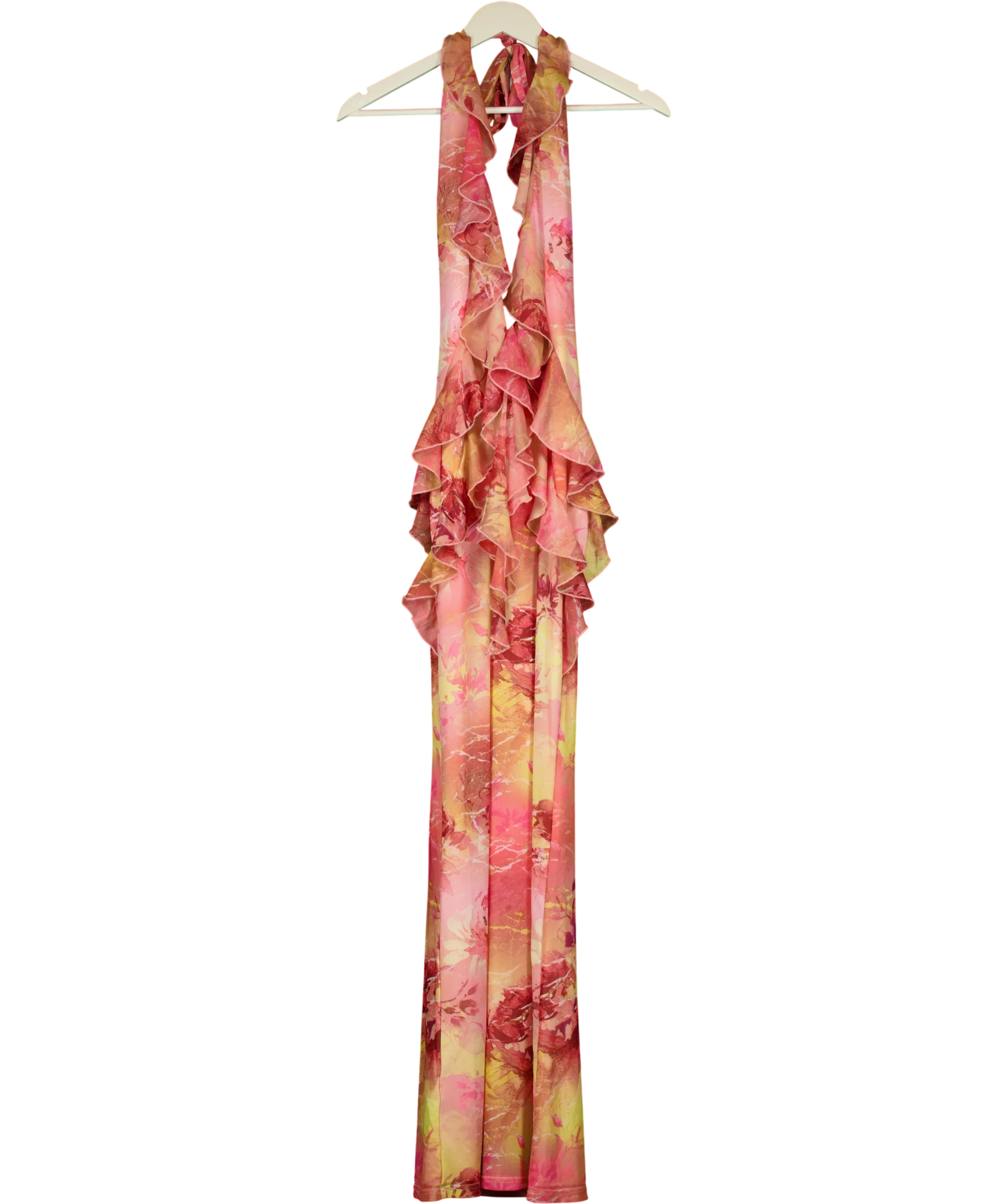 Outcast Pink Yuille Maxi Dress Karmyn Pink Floral, size UK S — front