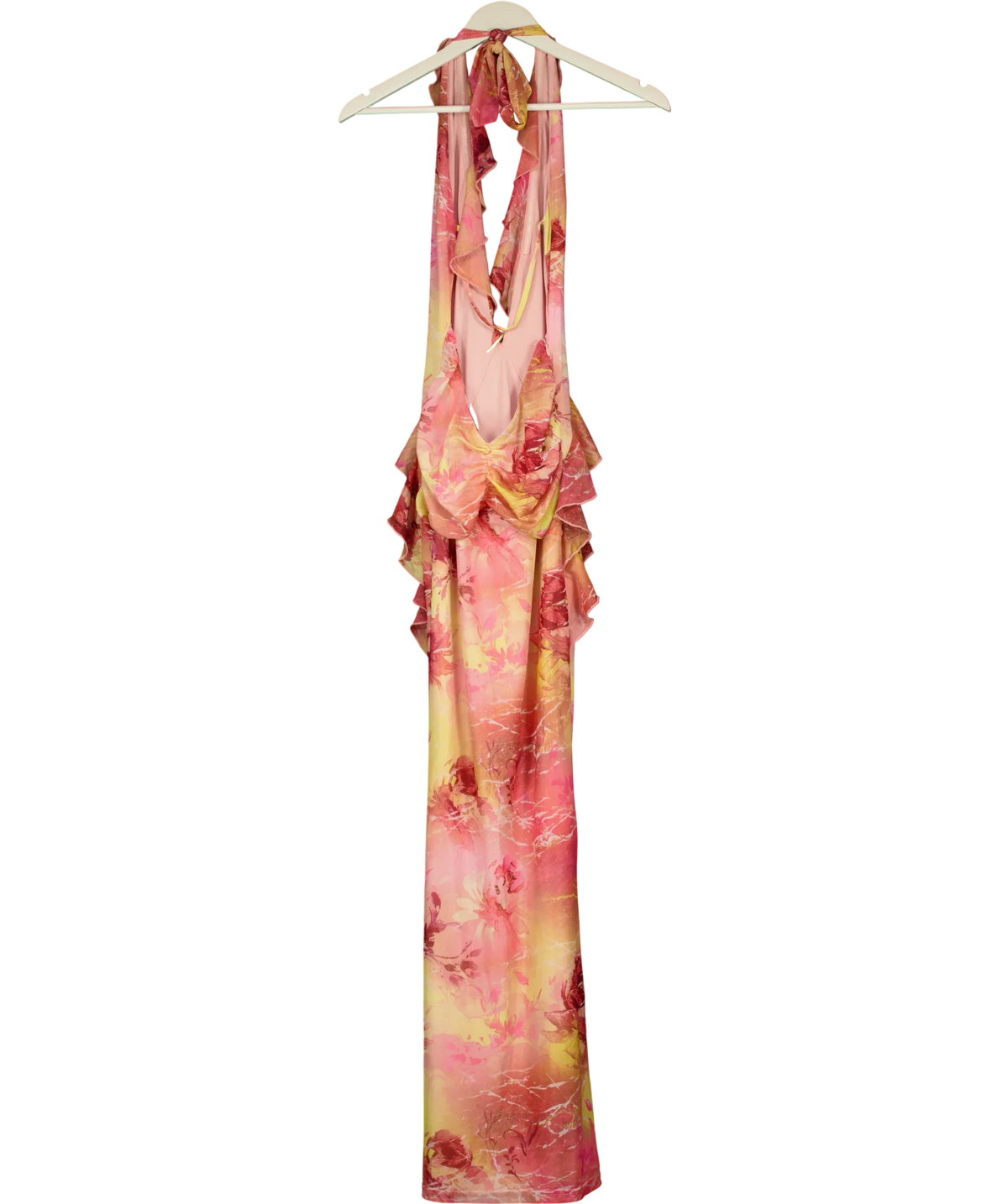 Outcast Pink Yuille Maxi Dress Karmyn Pink Floral, size UK S — back