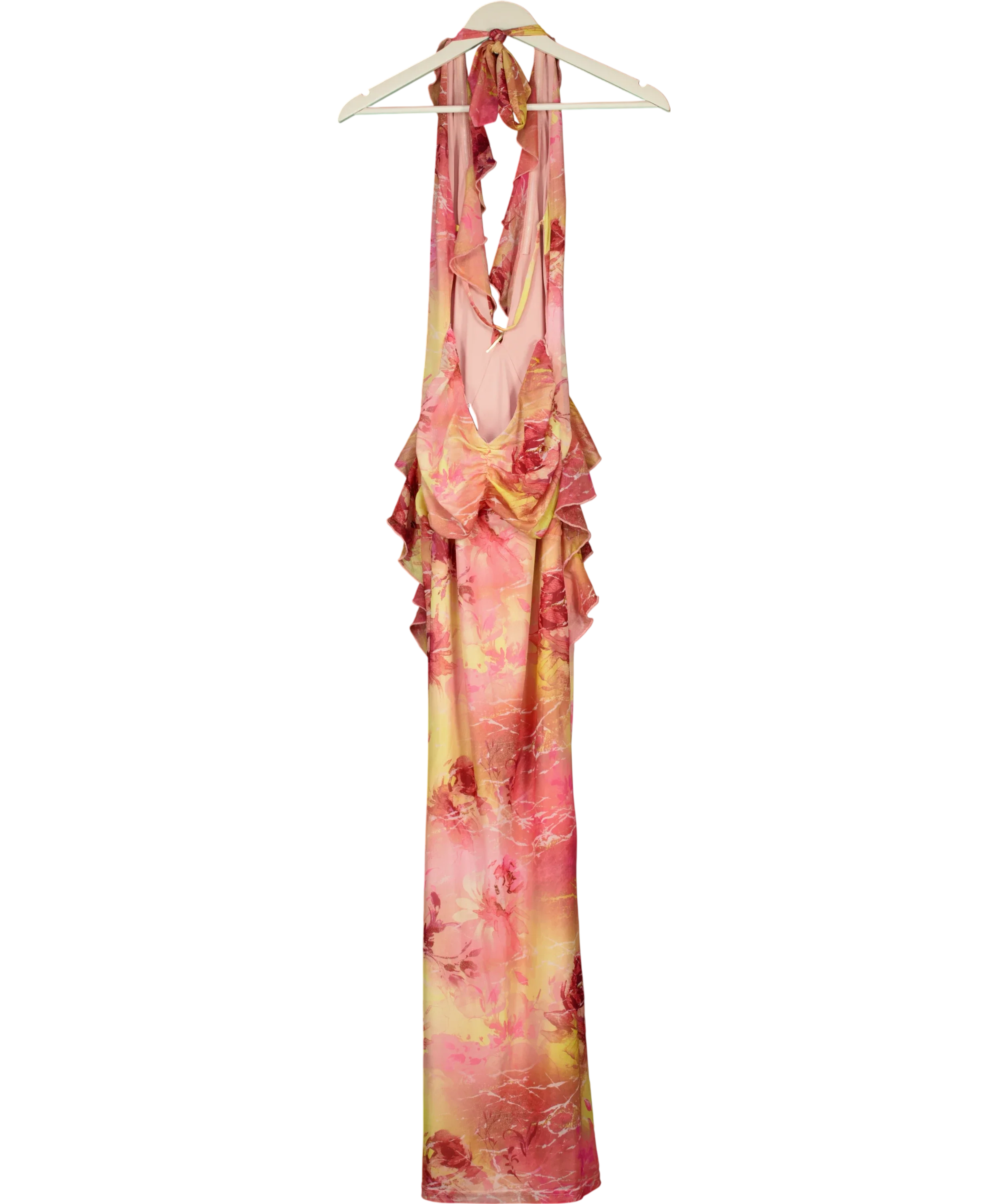 Outcast Pink Yuille Maxi Dress Karmyn Pink Floral, size UK S — back
