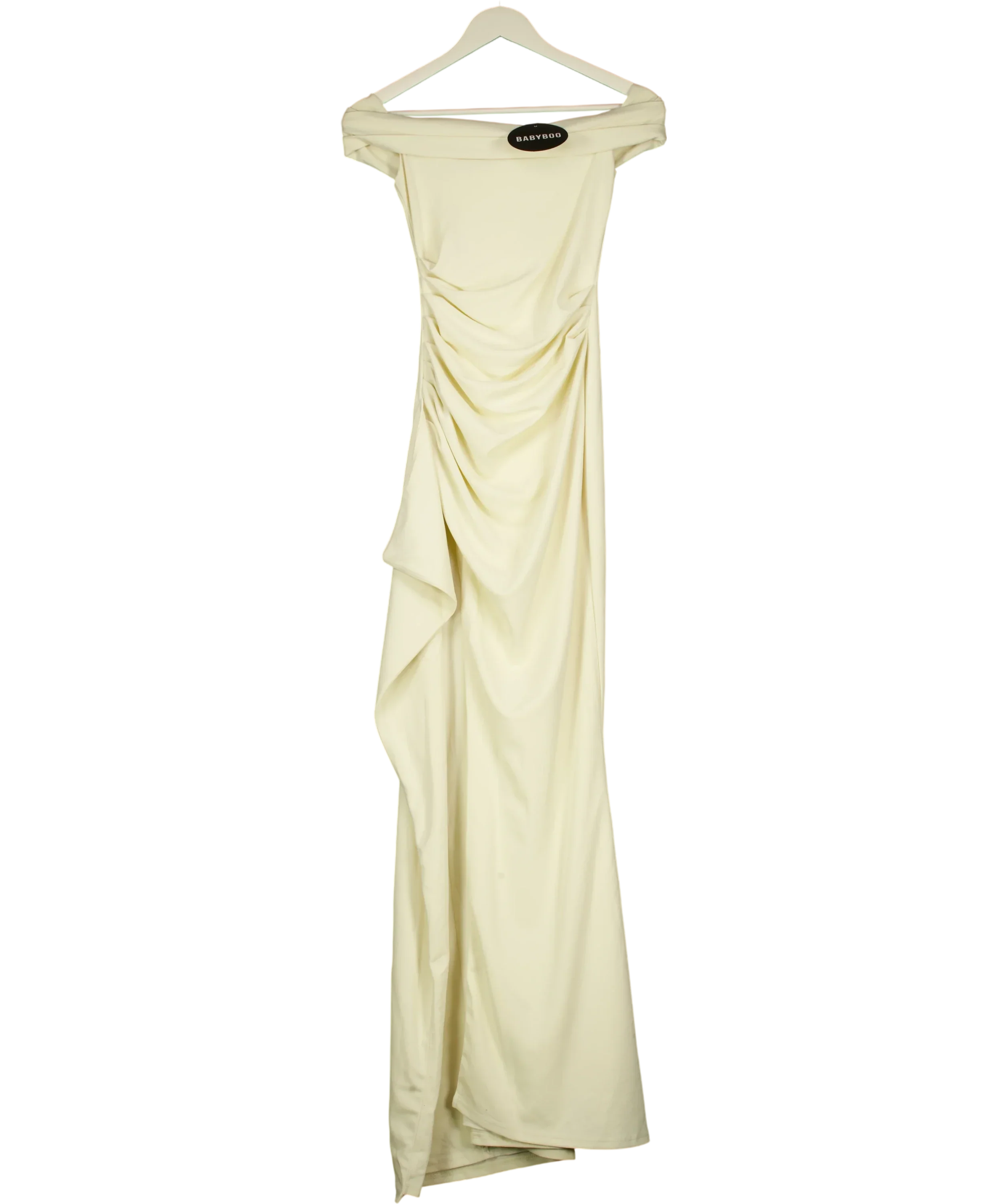 Babyboo Cream Joyce Bardot Maxi Dress Ivory, size UK XS — front