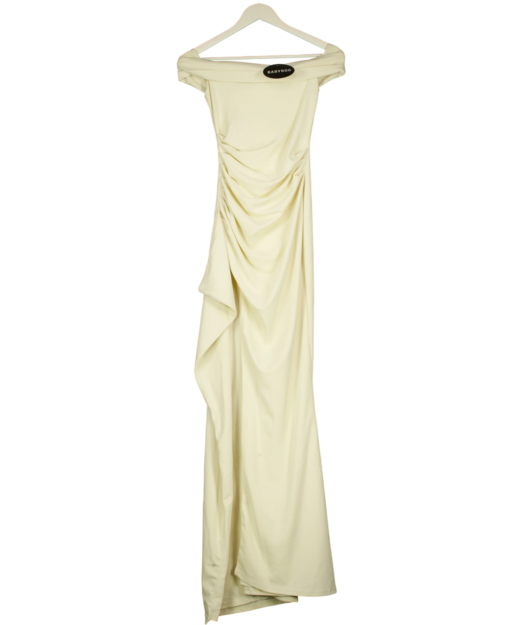 Babyboo Cream Joyce Bardot Maxi Dress Ivory, size UK XS — front
