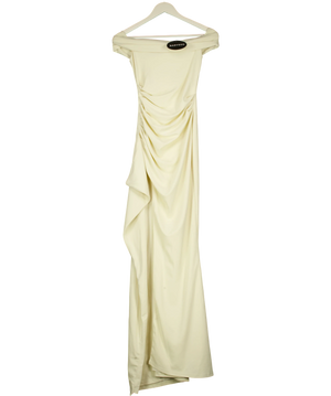 Babyboo Cream Joyce Bardot Maxi Dress Ivory UK XS