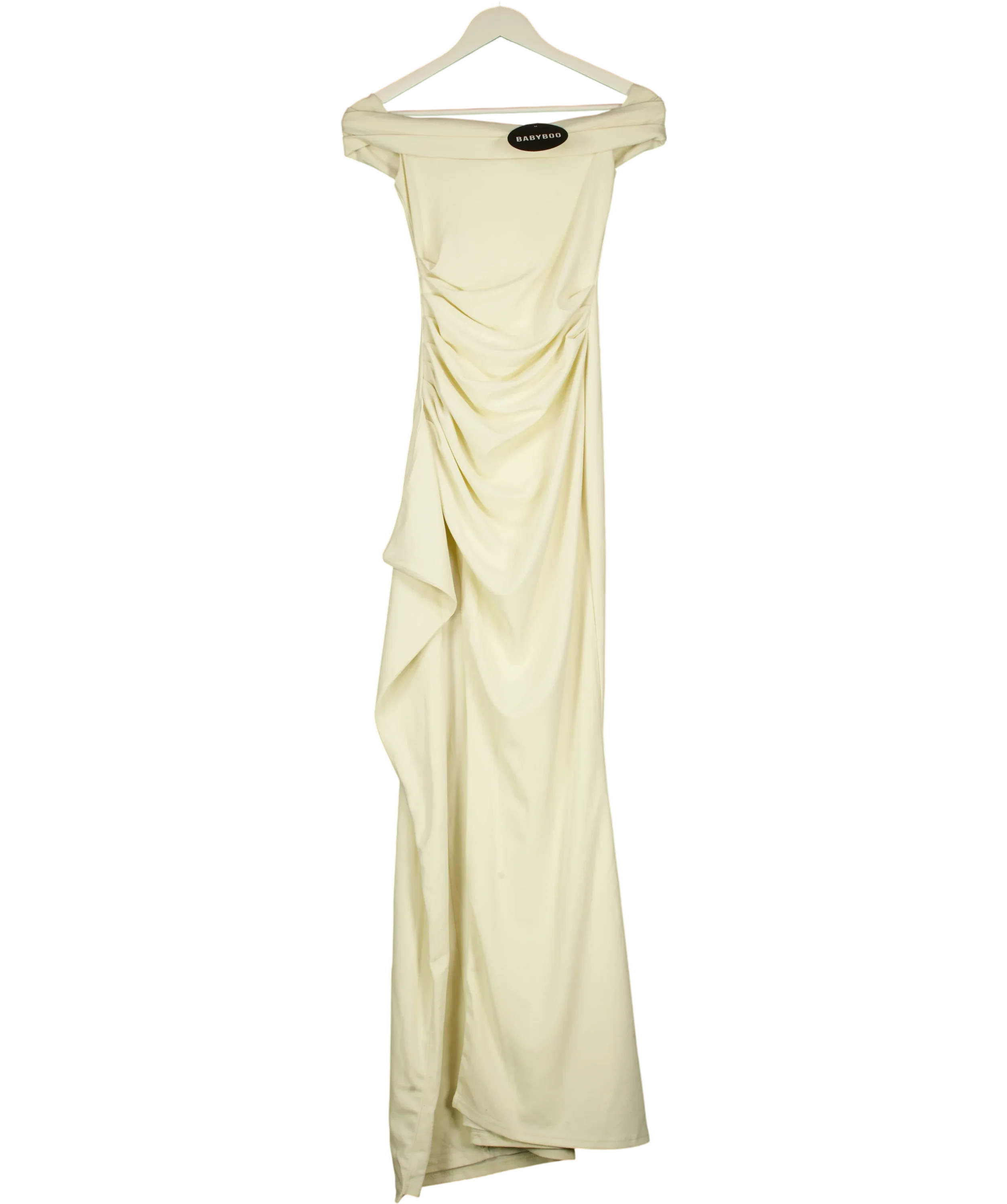 Babyboo Cream Joyce Bardot Maxi Dress Ivory, size UK XS — front