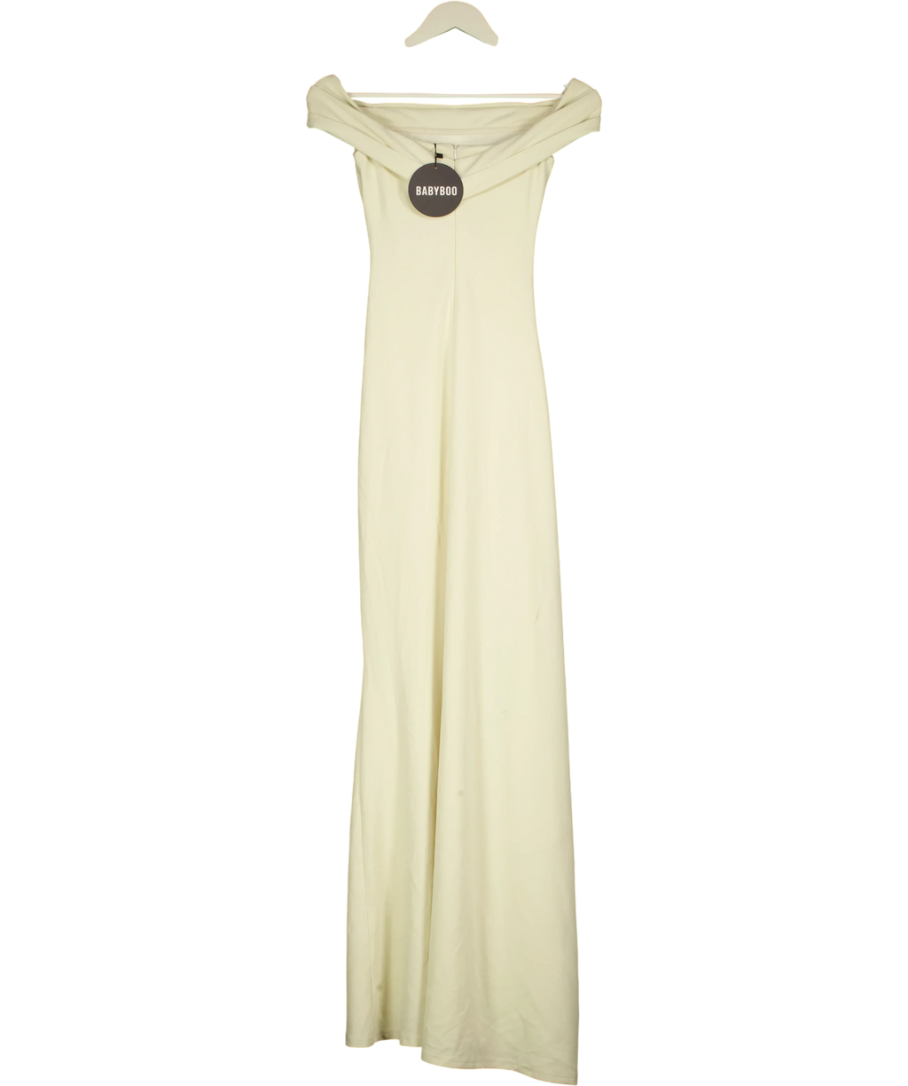 Babyboo Cream Joyce Bardot Maxi Dress Ivory, size UK XS — back