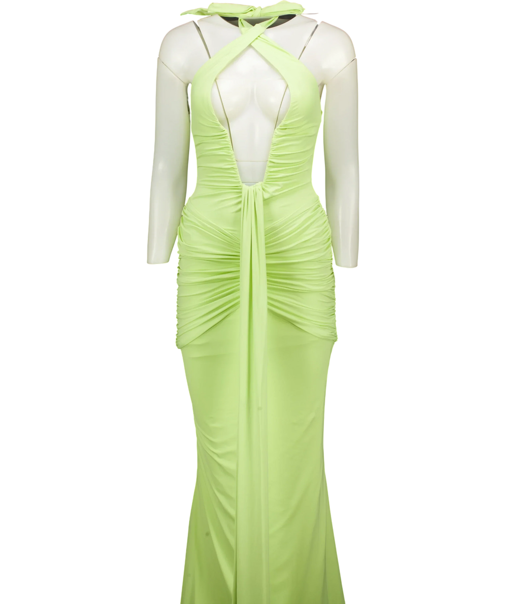 Babyboo Green Rosetta Maxi Dress Lime GREEN, size UK S — front