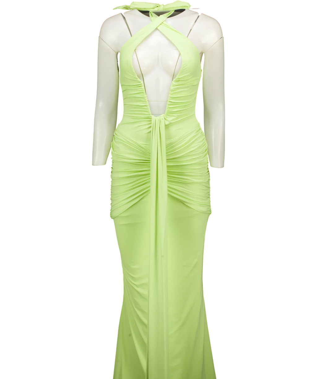 Babyboo Green Rosetta Maxi Dress Lime GREEN, size UK S — front