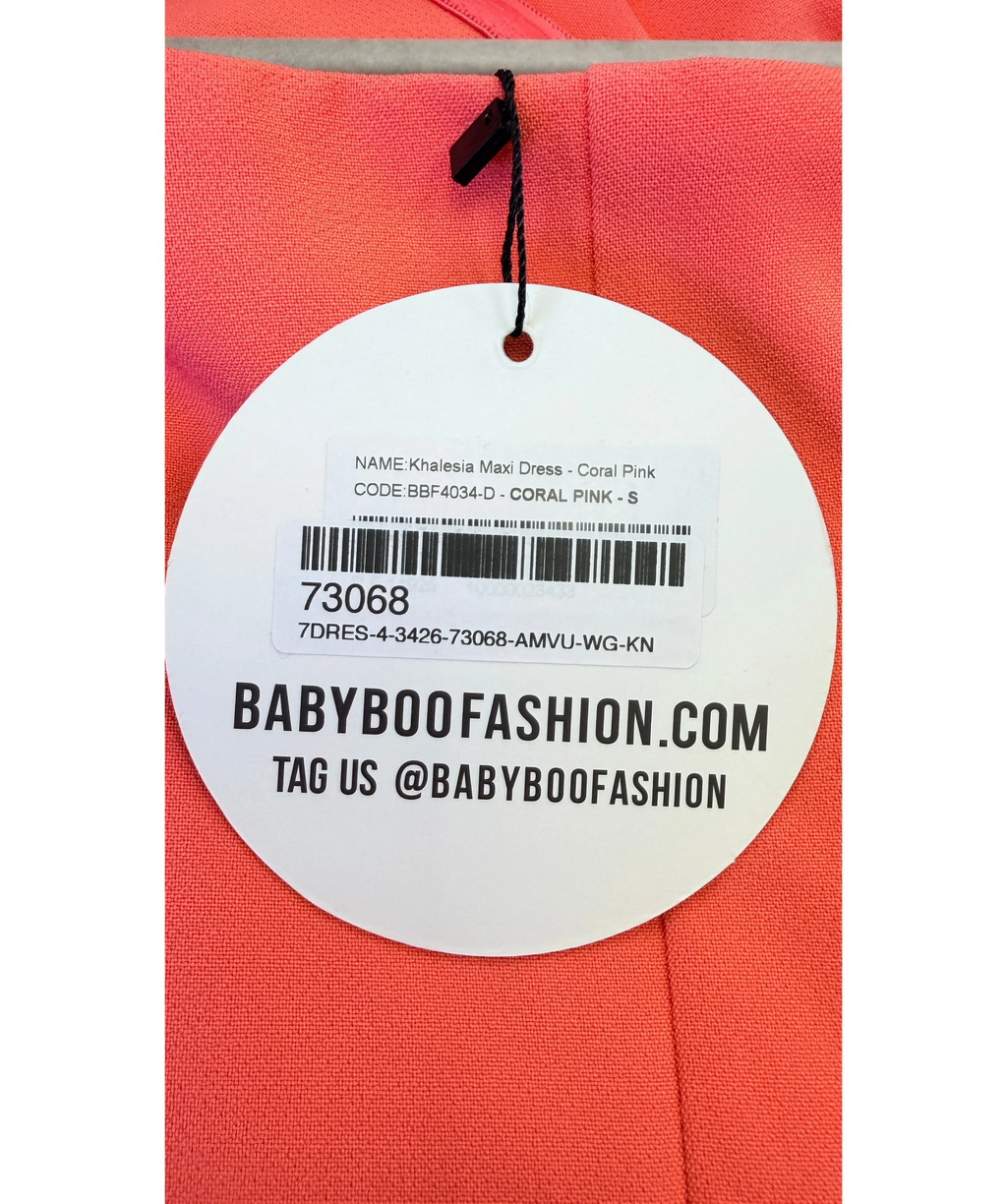 Babyboo Pink Khalesia Maxi Dress Coral Pink, size UK S — label