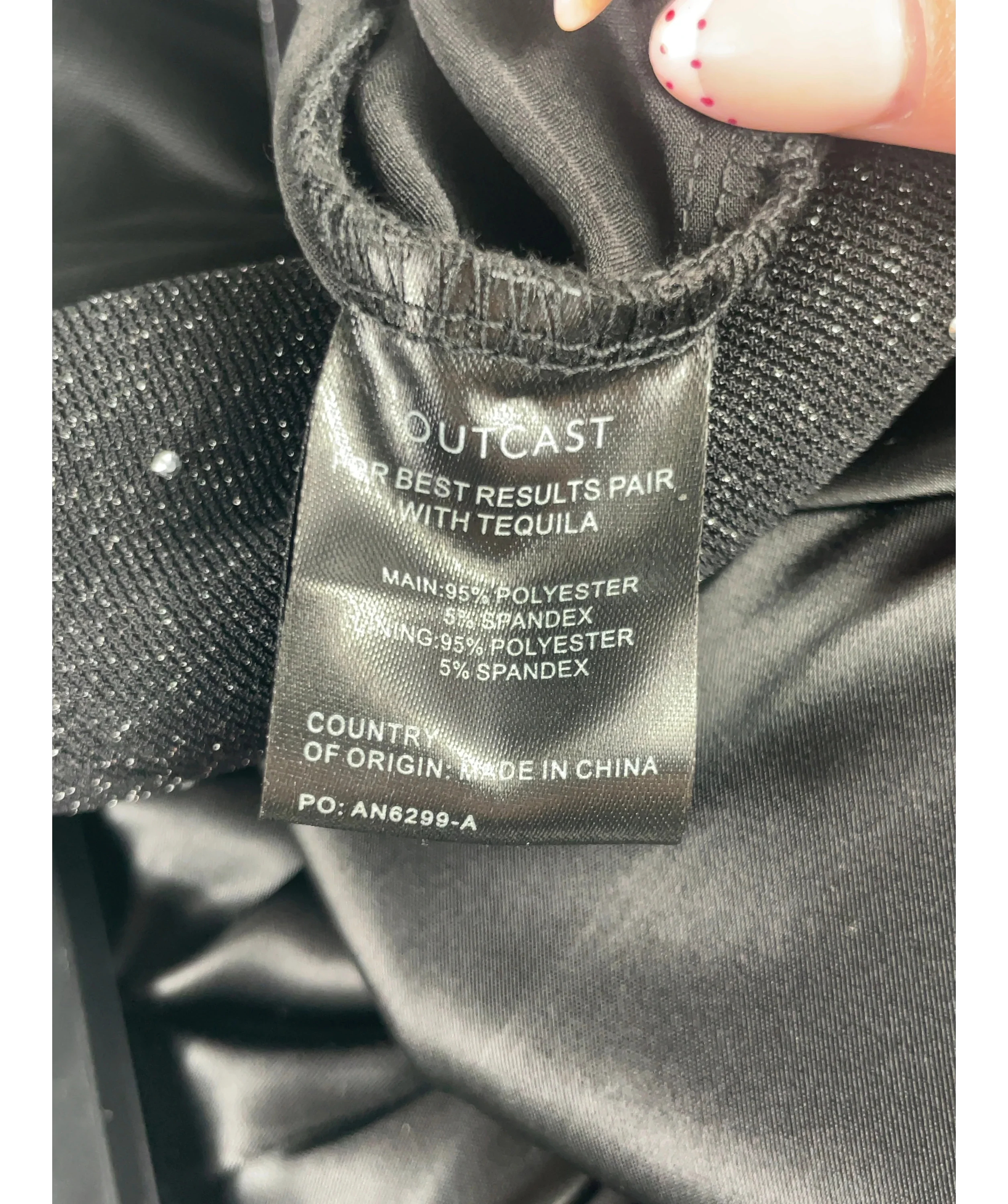 Outcast Black Two-Tone Rhinestone and Satin Maxi Dress, size UK S — label