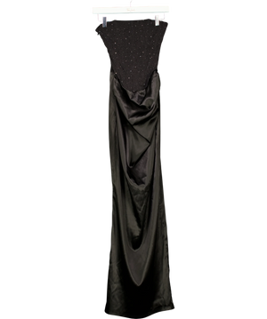 Outcast Black Two-tone Rhinestone And Satin Maxi Dress UK S