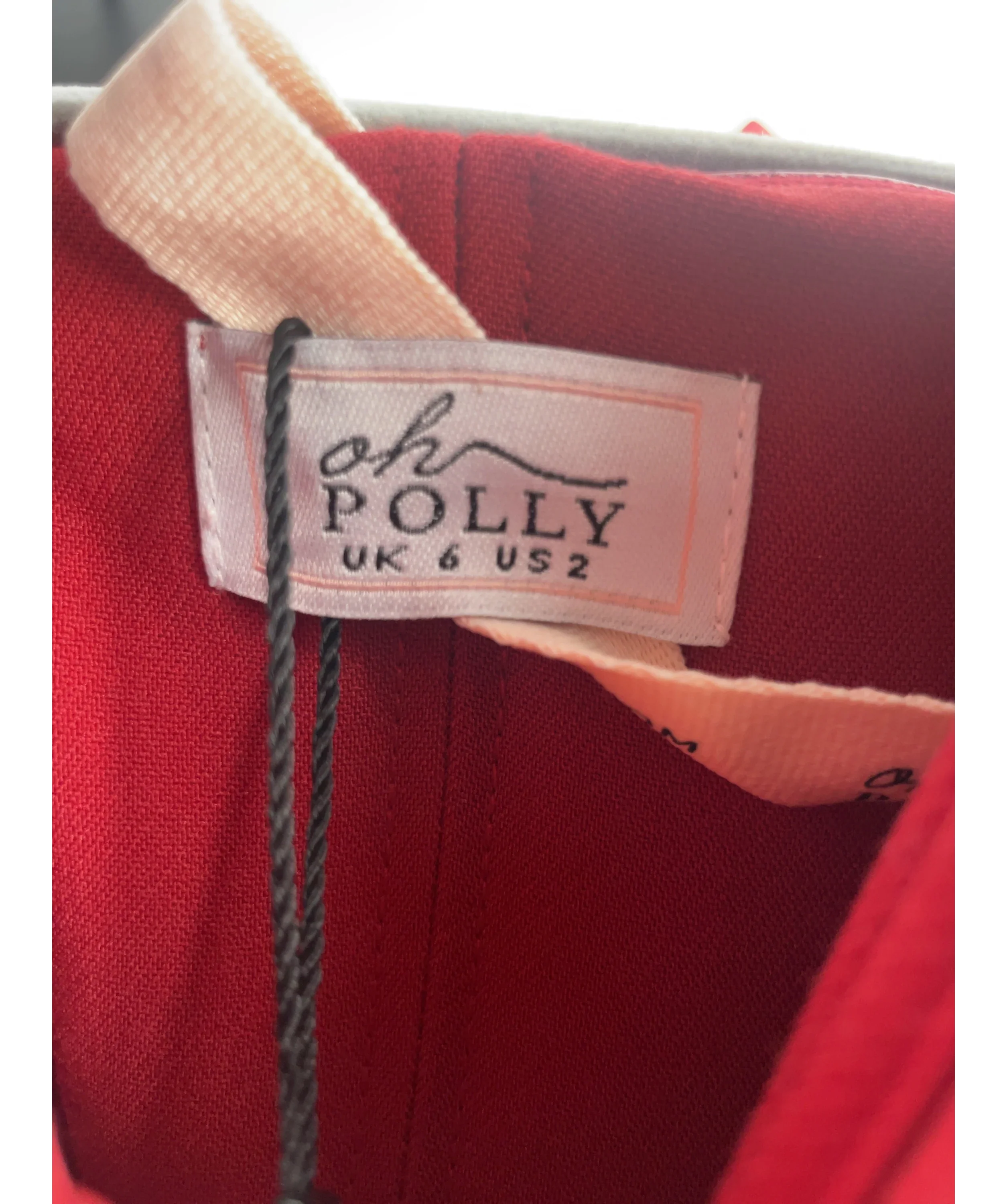 Oh Polly Red Jessamy Off-Shoulder Bubble Hem Corset Mini Dress True Red, size UK 6 — detail