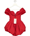 Oh Polly Red Jessamy Off-Shoulder Bubble Hem Corset Mini Dress True Red, size UK 6 — front