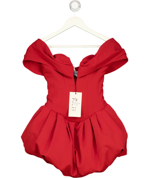 Oh Polly Jessamy Off-shoulder Bubble Hem Corset Mini Dress True Red UK 6