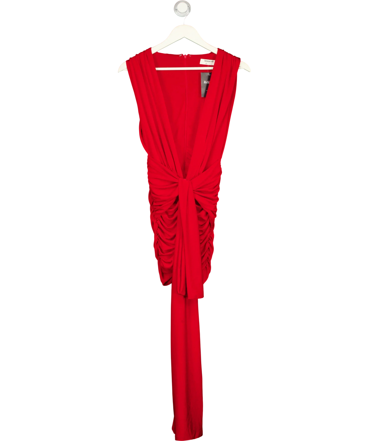 House of CB Red Aliza Cherry RED Gathered Mini Dress, size UK XS — front