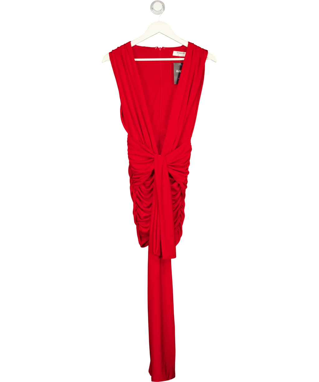 House of CB Red Aliza Cherry RED Gathered Mini Dress, size UK XS — front