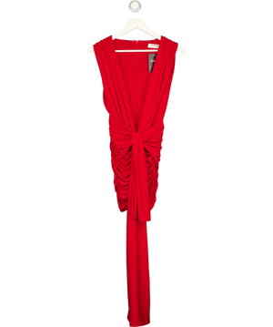 House of CB Aliza Cherry Red Gathered Mini Dress UK XS