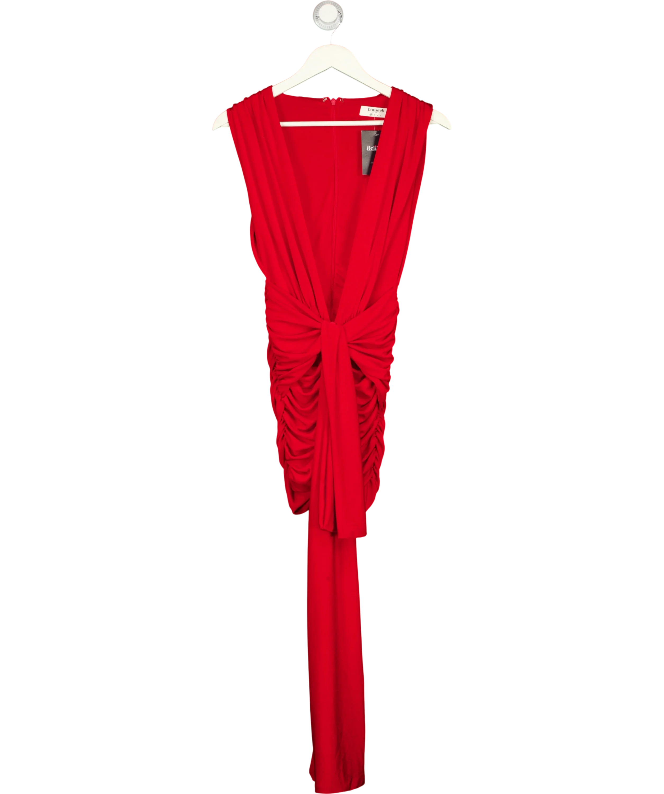 House of CB Red Aliza Cherry RED Gathered Mini Dress, size UK XS — front