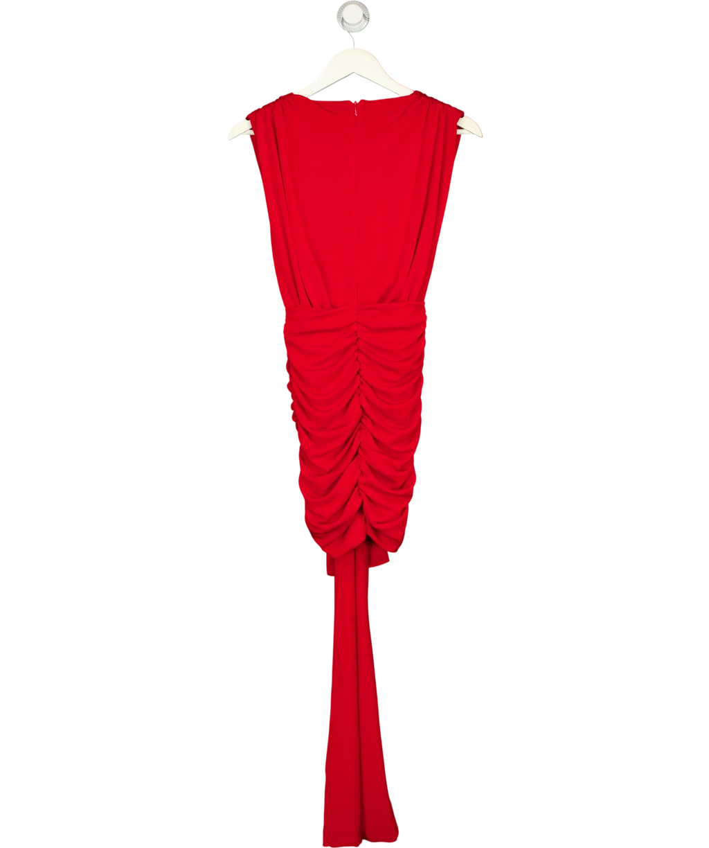 House of CB Red Aliza Cherry RED Gathered Mini Dress, size UK XS — back